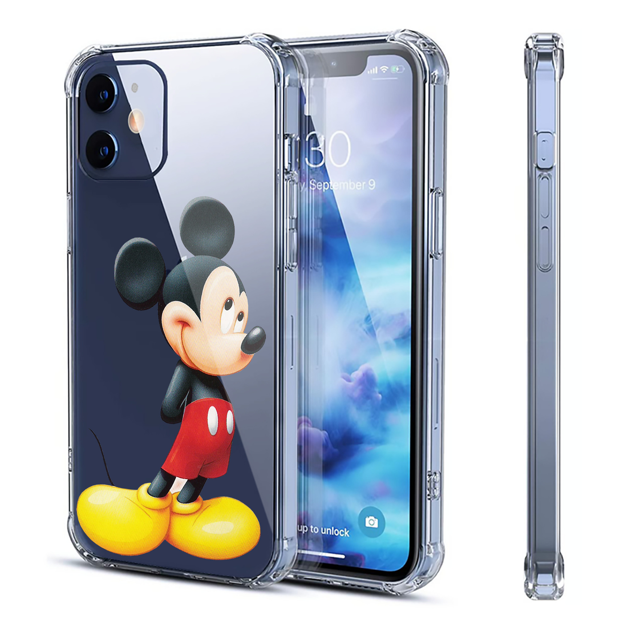（画像用） ミッキーマウス Mickey Mouse 【iPhone 12シリーズ対応】透明スマホケース（クリアソフトケース）
